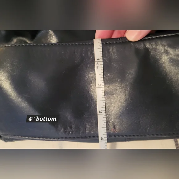 Latico Dark Blue Leather Tote Bag With Floral Lining 13x13 - Picture 9 of 13